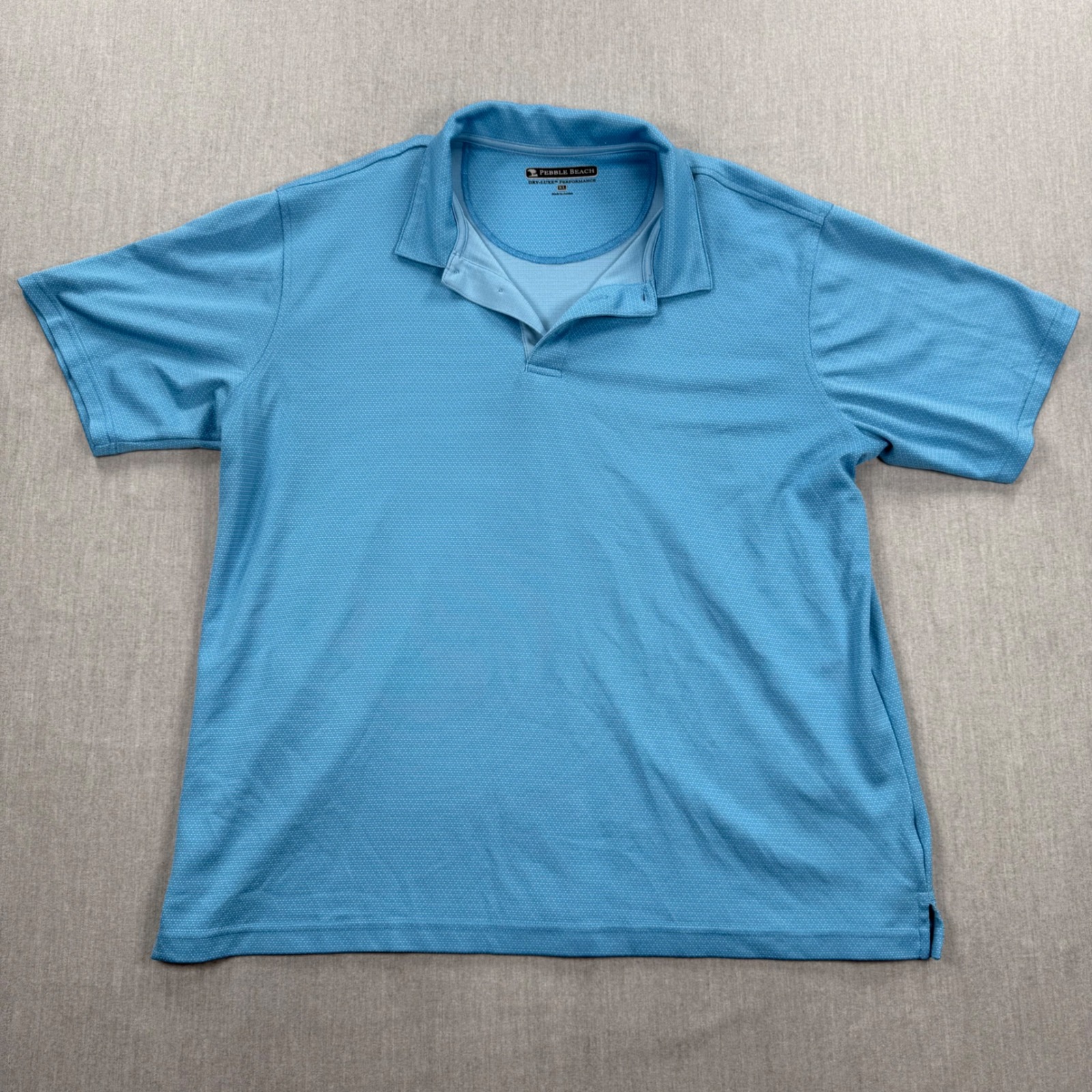 Pebble Beach Dryluxe Performance Golf Polo Shirt Mens Xl Blue Micro Dot Textured